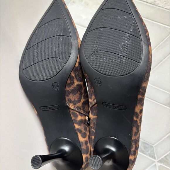 Nine West 7.5M Leopard Animal Print Heeled Boot Pointed Toe Therin Stiletto Heel - Picture 10 of 11